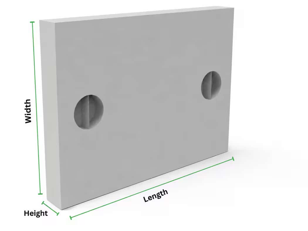 RCC rectangular manhole cover diagram showing length width and height