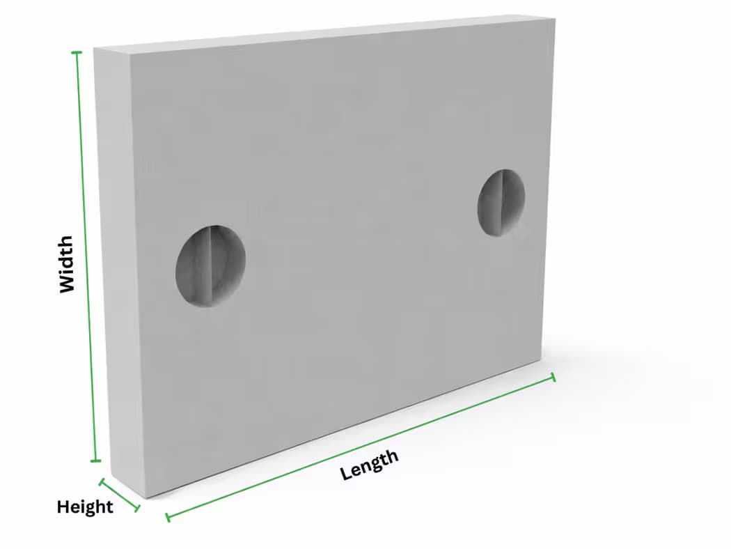 RCC rectangular manhole cover diagram showing length width and height