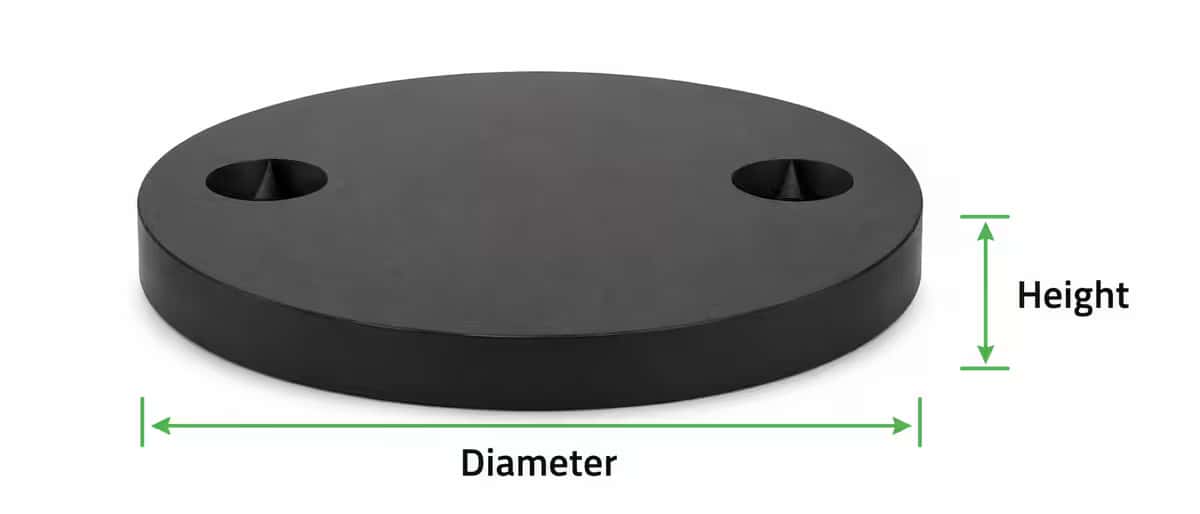 RCC round manhole cover diagram showing diameter and height