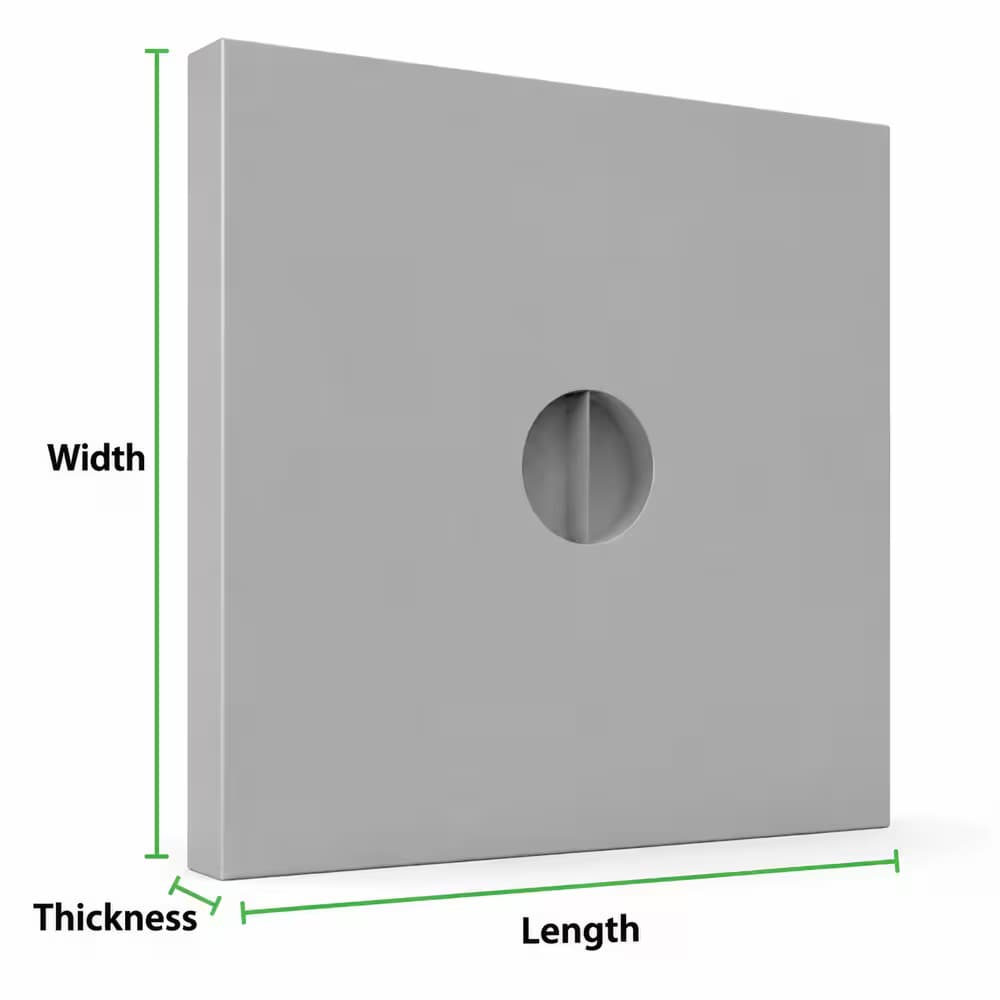 RCC square manhole cover diagram showing length width and height