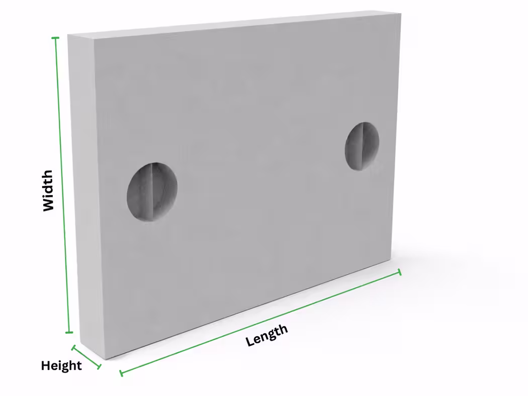RCC rectangular manhole cover diagram showing length width and height