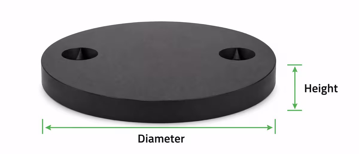 RCC round manhole cover diagram showing diameter and height