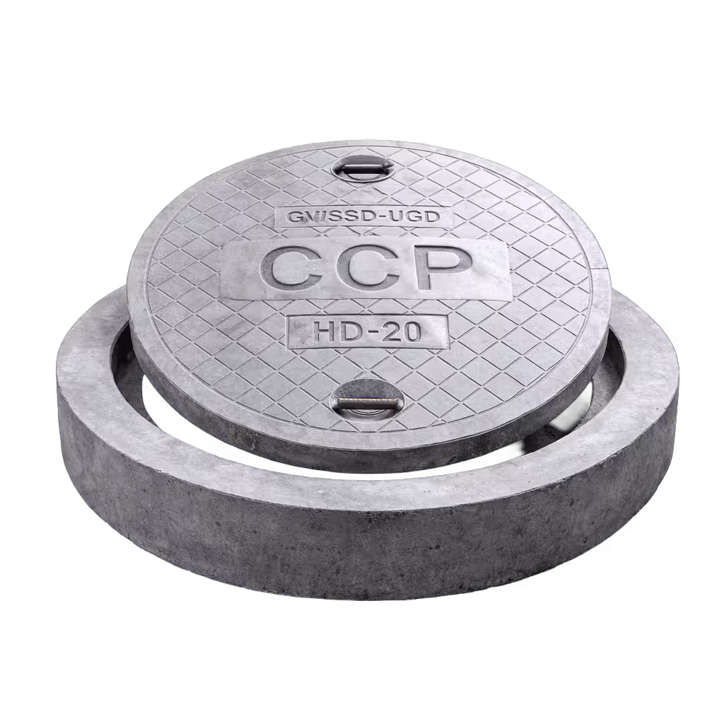 Round RCC manhole cover and matching circular frame